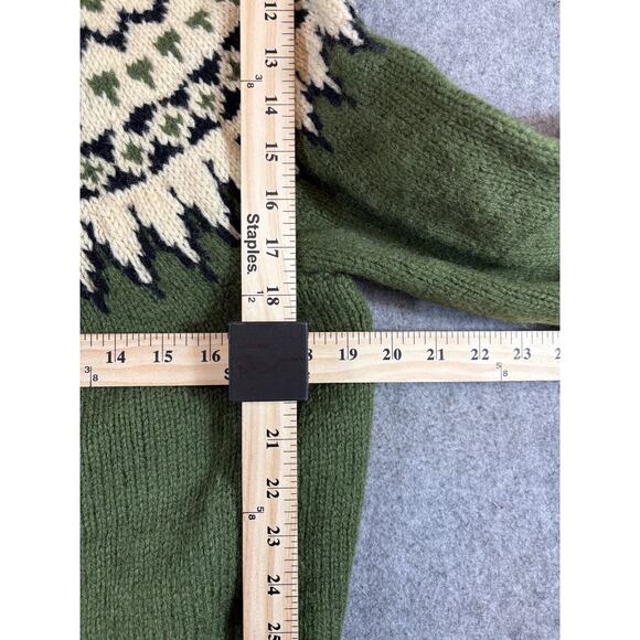 VTG 70s Turi Norwegian Sweater Large Green Wool Fair Ise Cardigan Grandmacore - Picture 3 of 7
